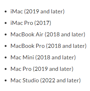 mac versions