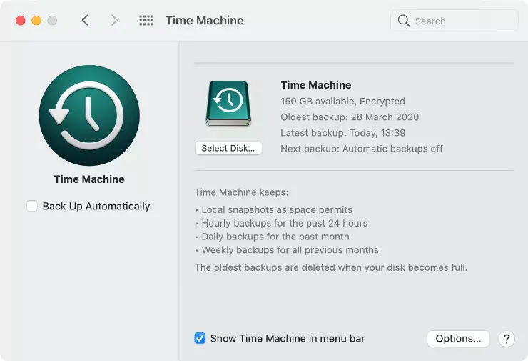 enable automatic backup