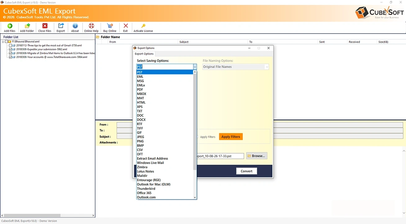 EML to PDF converter for Windows