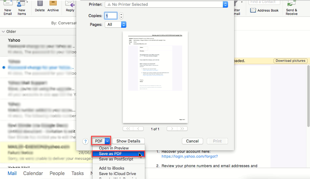 How to Save an Outlook Email as a PDF on Mac?