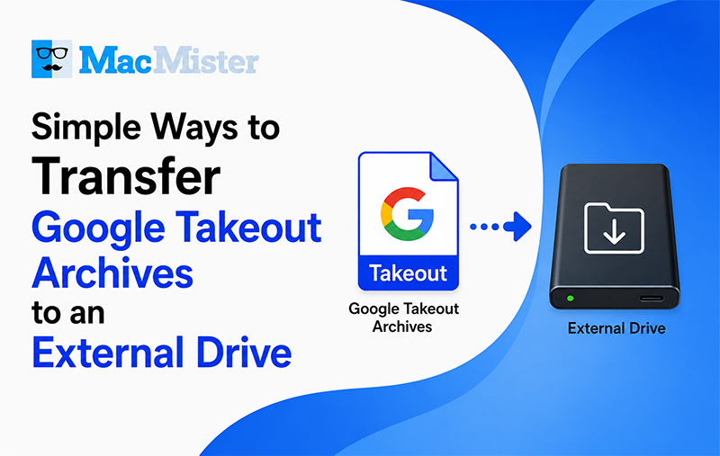 transfer google takeout archives to external drive