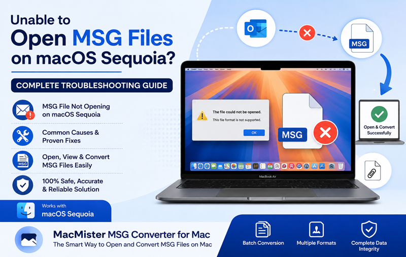 Unable to open Outlook MSG files on macOS Sequoia using MacMister MSG Converter for Mac
